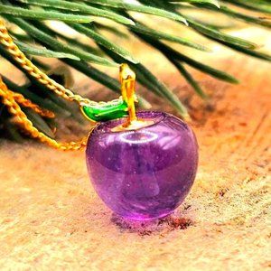 Beautiful Nature Amethyst Little Apple Pendant Necklace